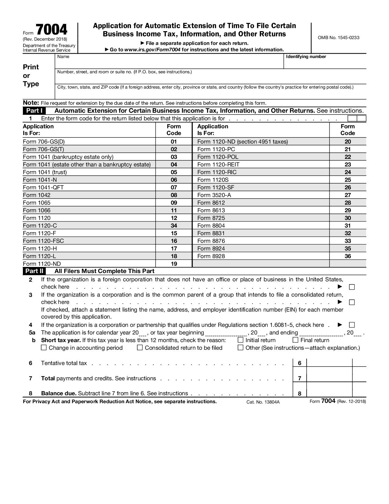 Form 7004