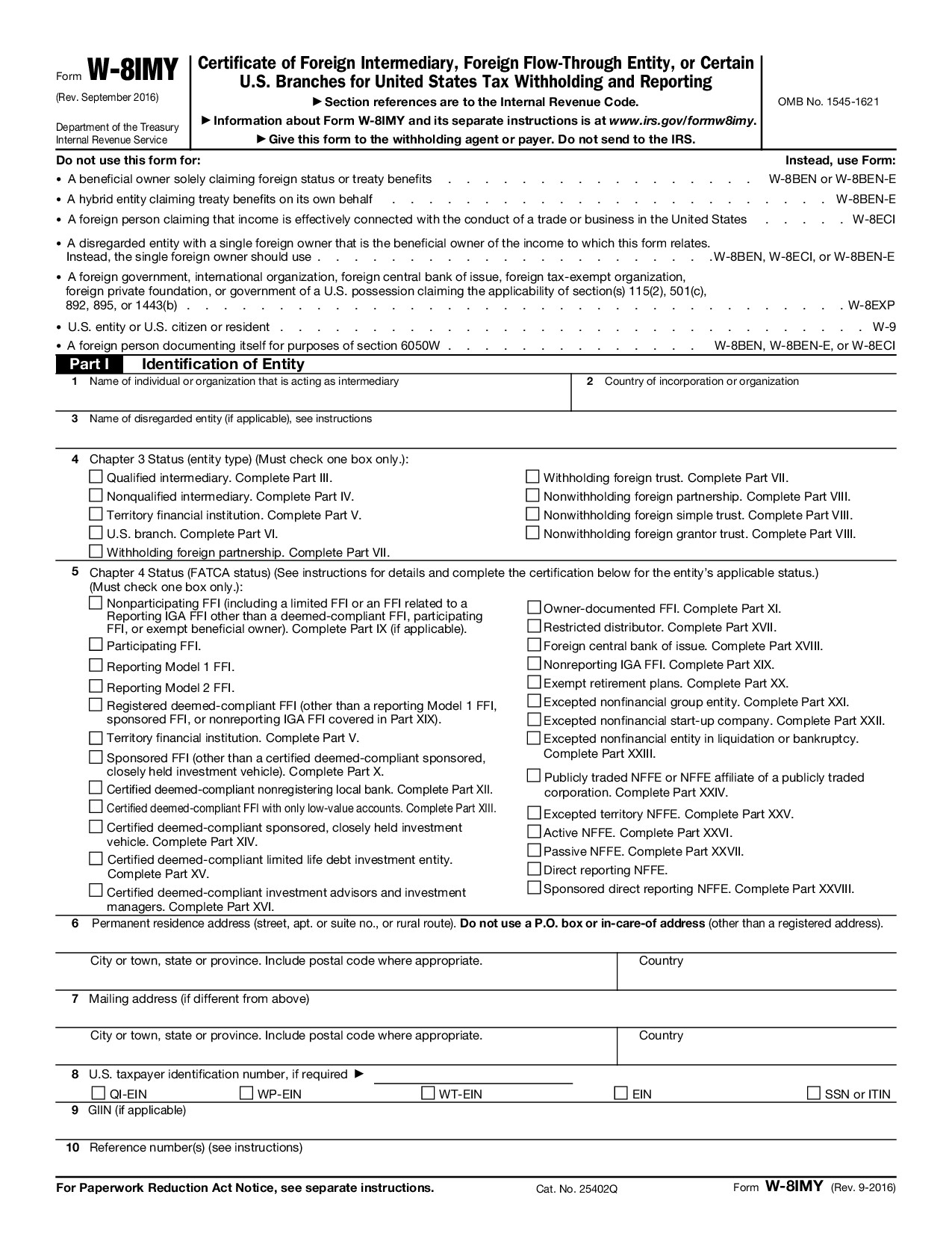 Form W-8IMY