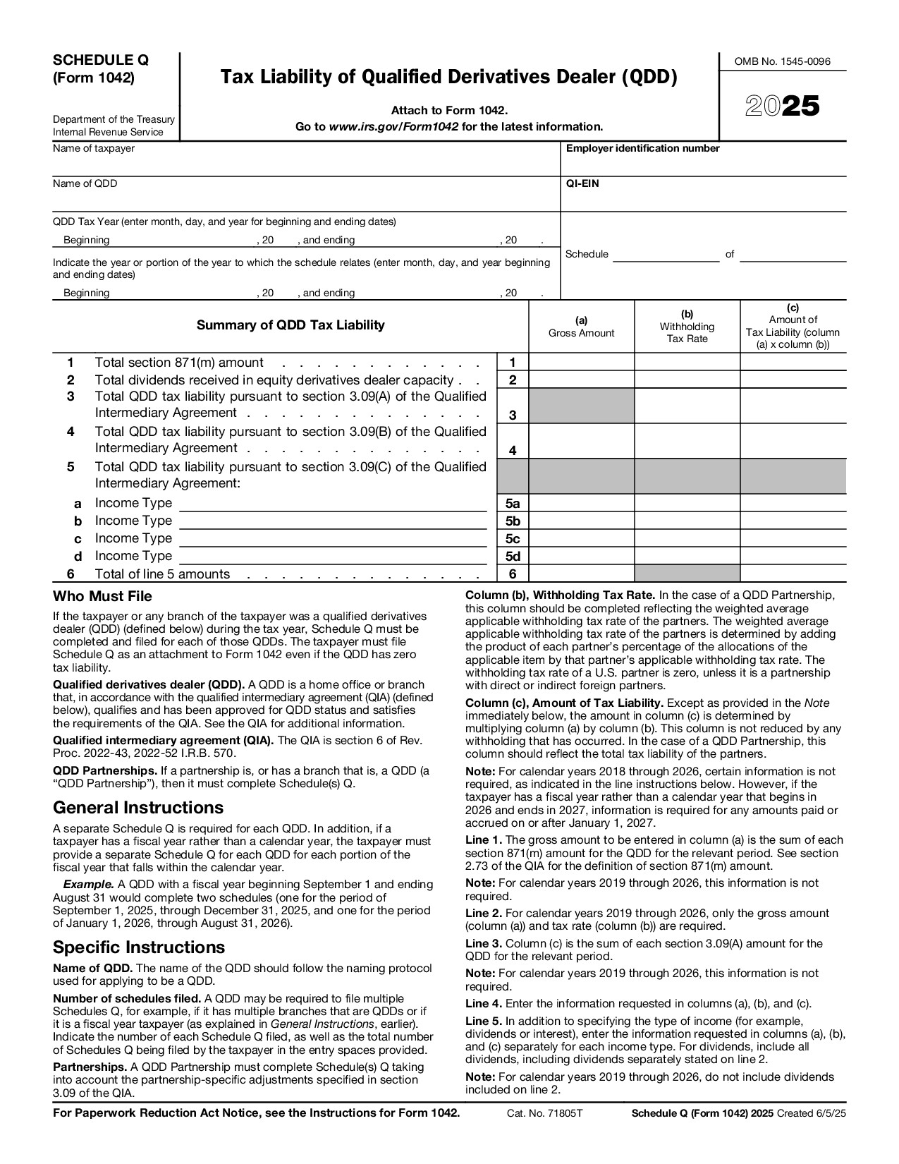 Schedule Q (Form 1042)