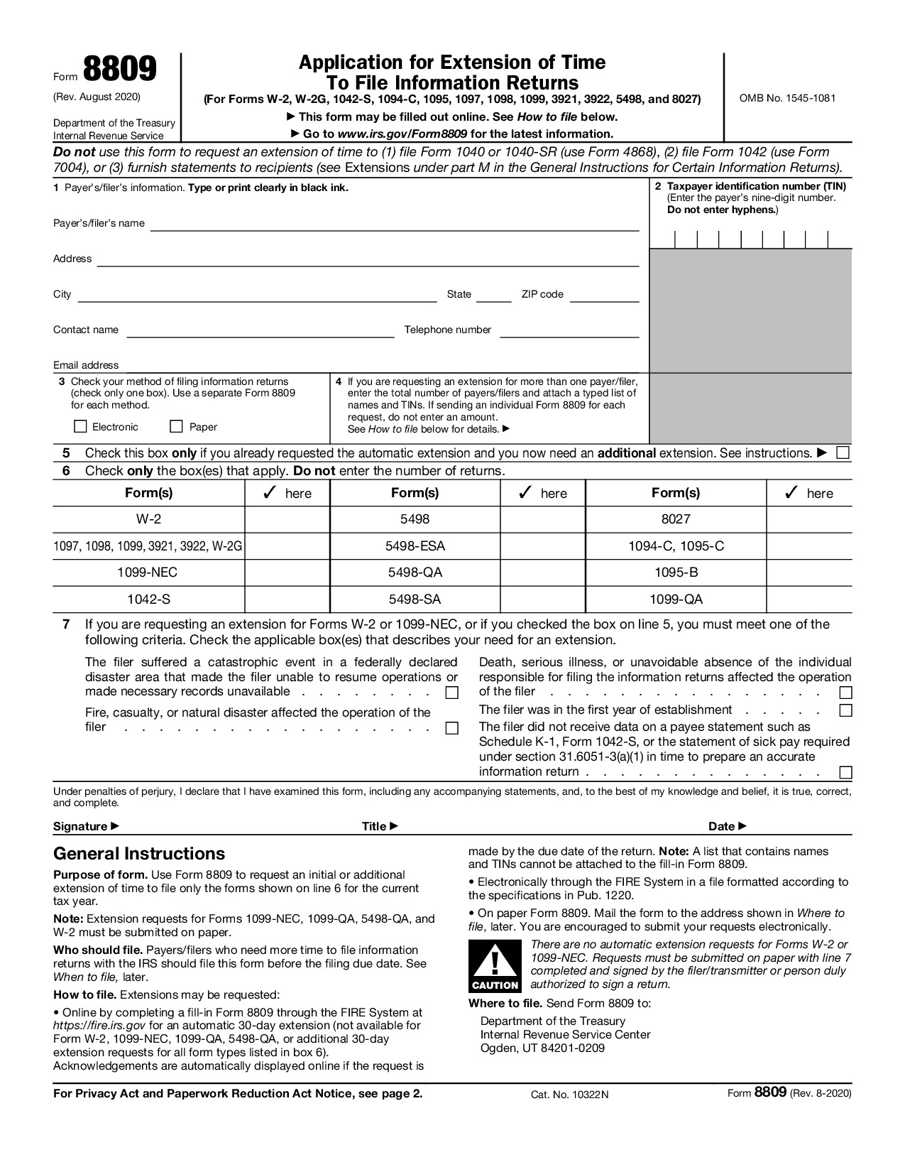 Form 8809