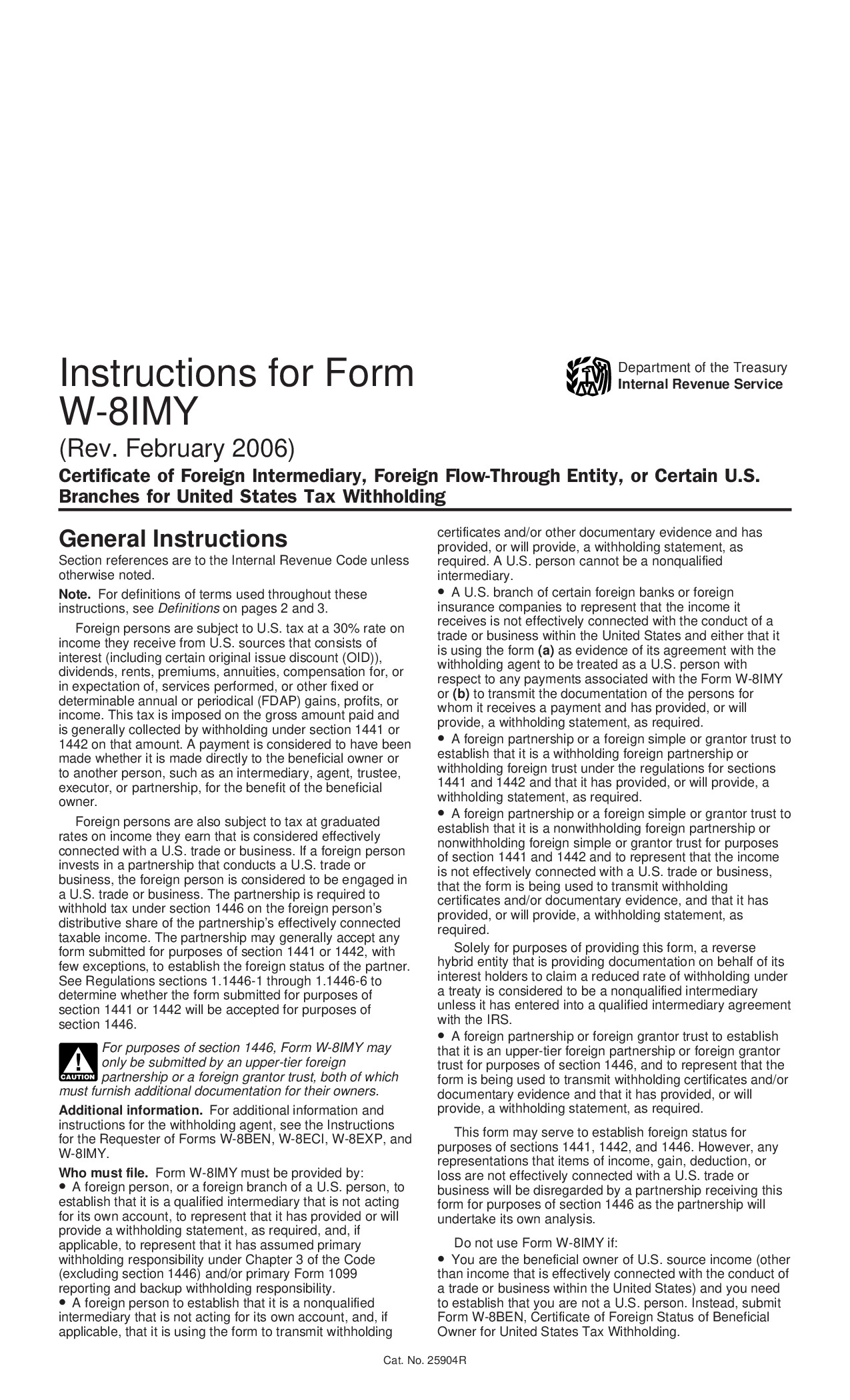 Instructions W-8IMY