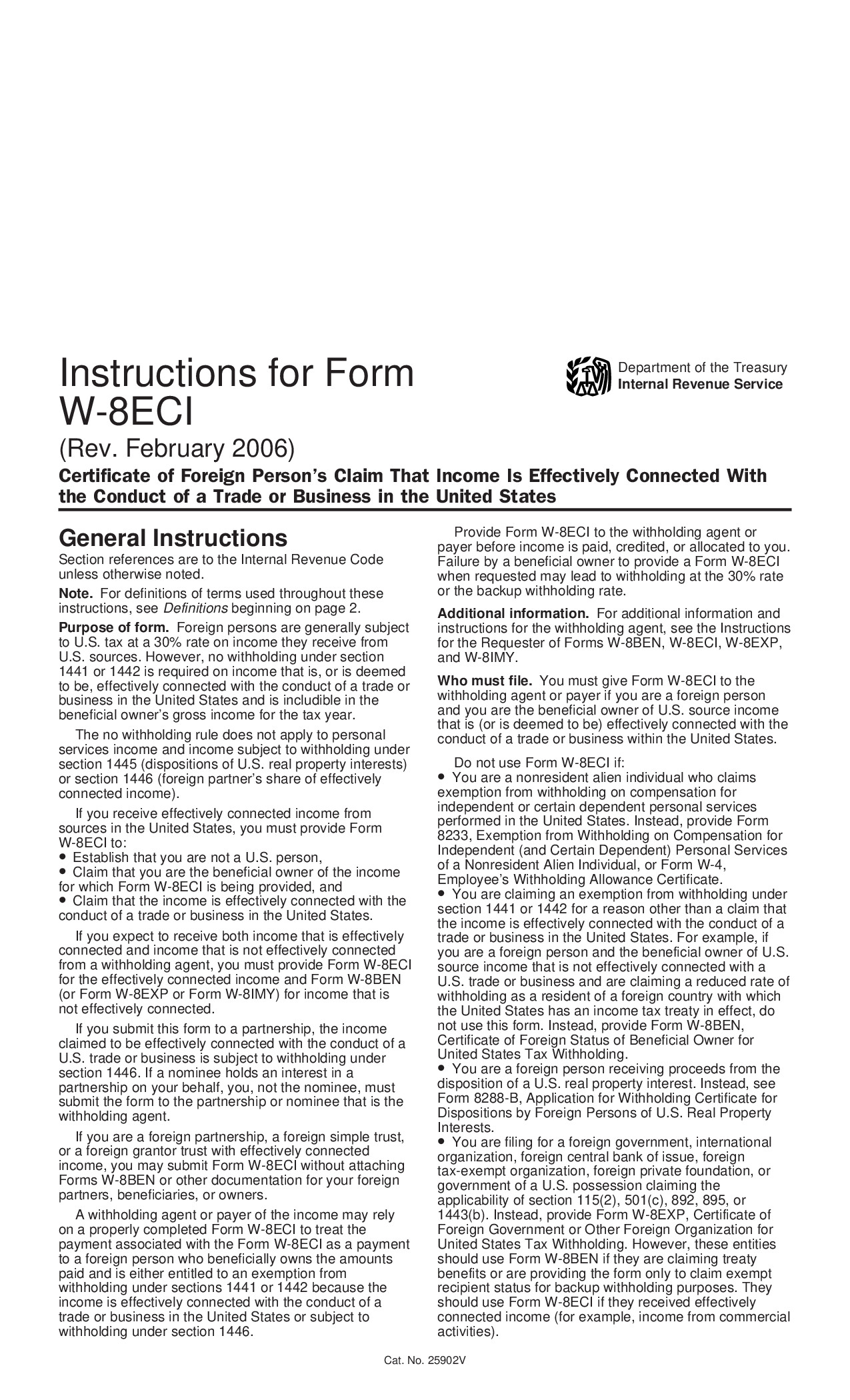 Instructions W-8ECI