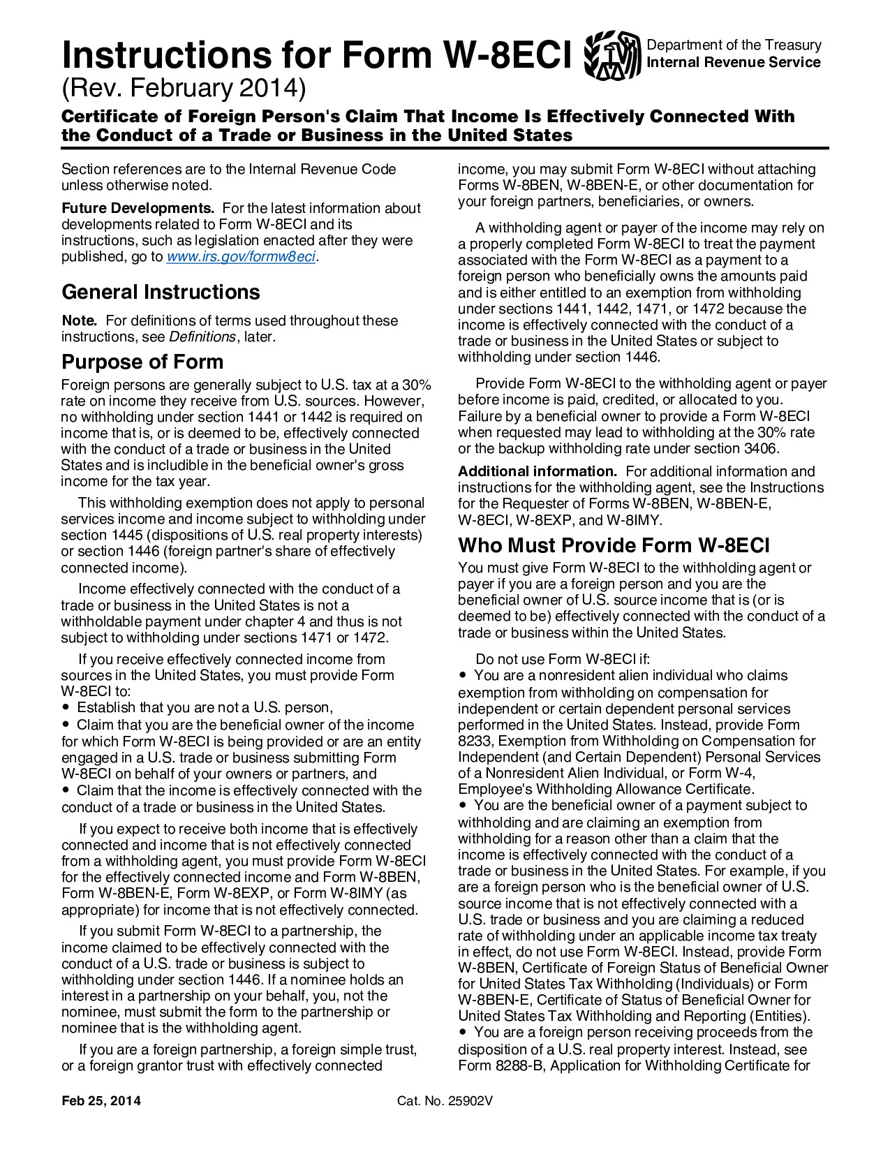 Instructions W-8ECI
