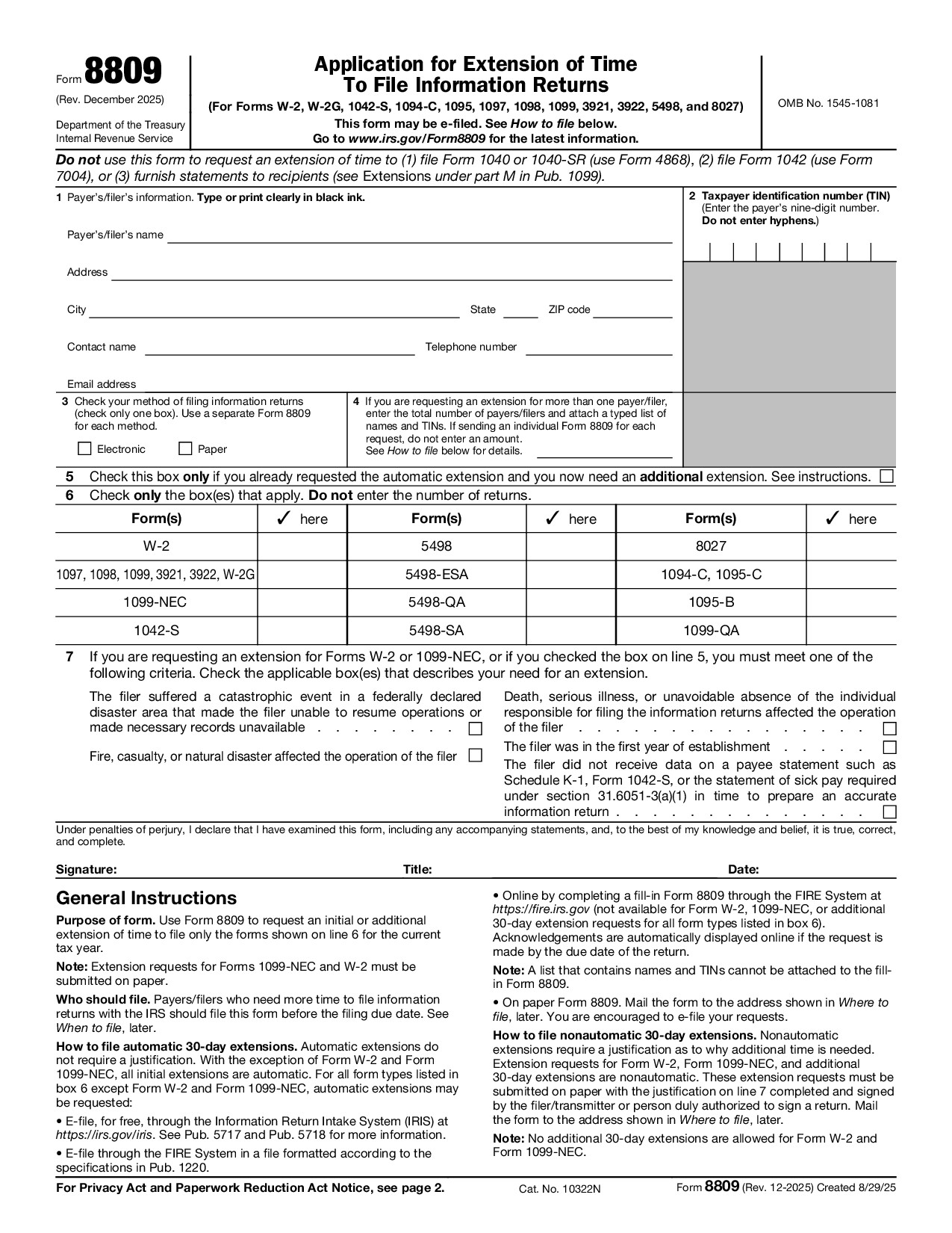 Form 8809