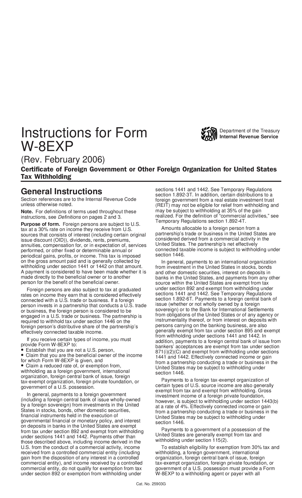 Instructions W-8EXP