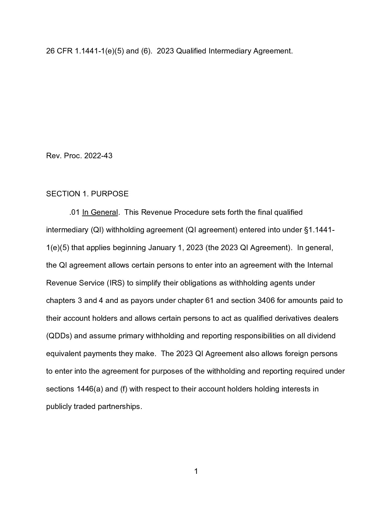 QI Agreement